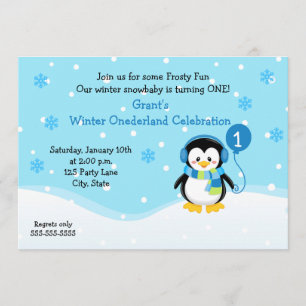 Penguin Boy Birthday Einladung