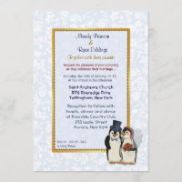 Penguin Bride and Groom Wedding Einladung