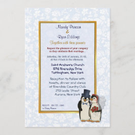 Penguin Bride and Groom Wedding Einladung