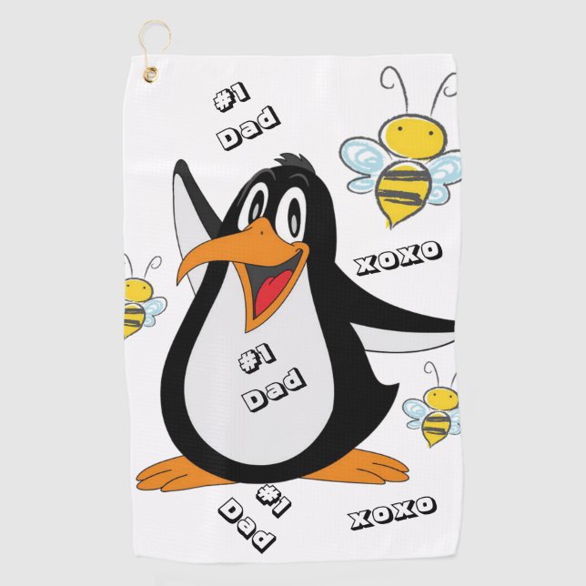 Penguin Bumblebee Golf Handtuch #1 Vater (Vorderseite)