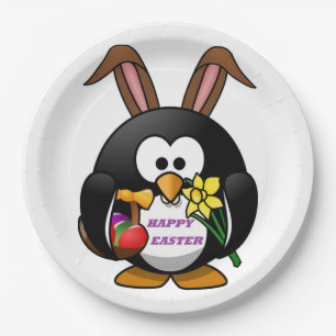PENGUIN BUNNY "HAPPY EASTER" PAPPTELLER