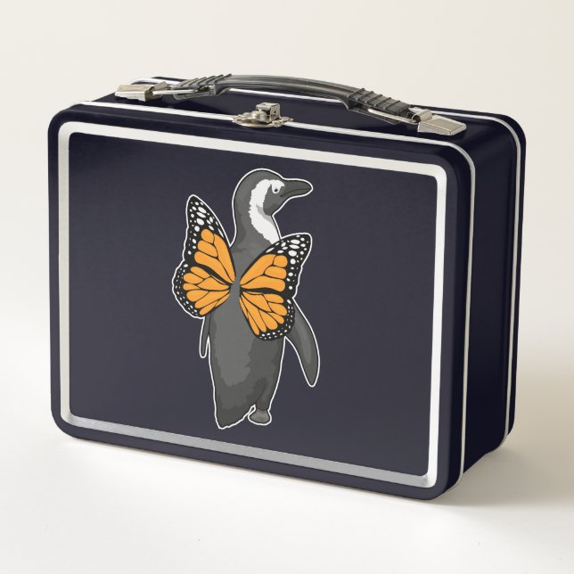 Penguin Butterfly Flügel Metall Brotdose (Vorderseite)