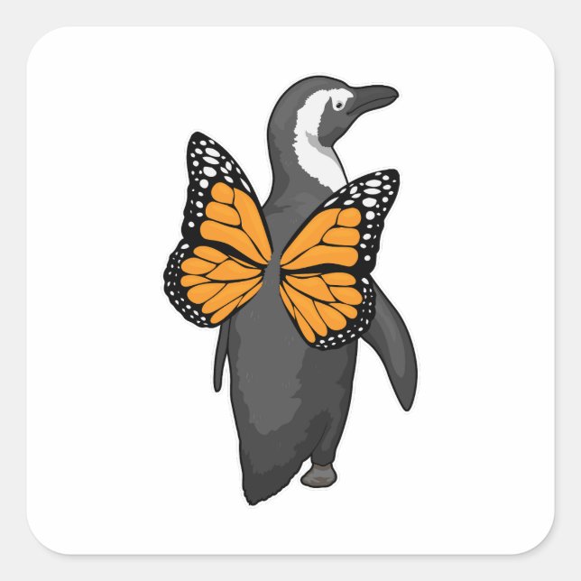 Penguin Butterfly Flügel Quadratischer Aufkleber (Vorderseite)