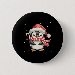 Penguin Christmas Candy Cane Weihnachtsmannmütze F Button