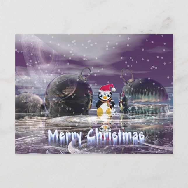 Penguin Christmas Card Feiertagspostkarte (Vorderseite)