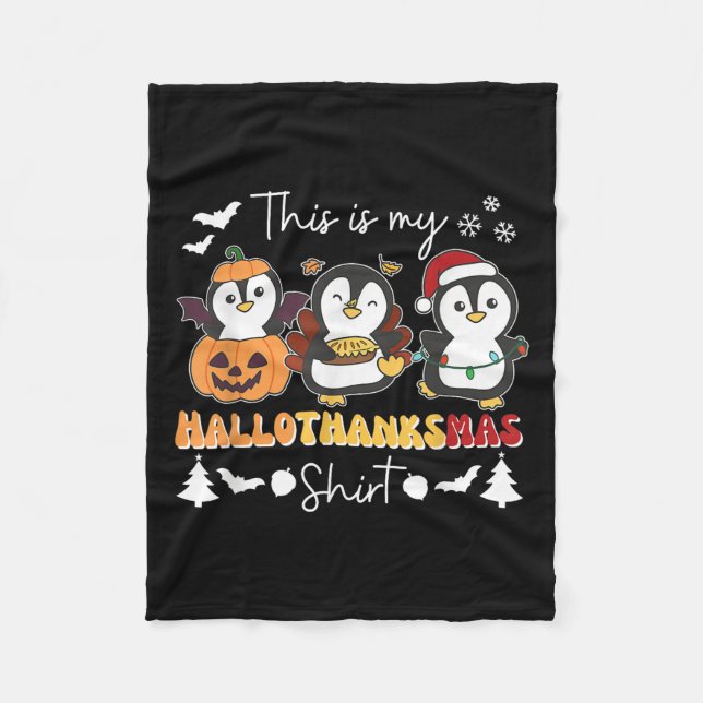 Penguin Christmas Halloween This Is My Hallothanks Fleecedecke (Vorderseite)