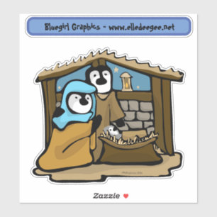Penguin Christmas Nativity Aufkleber