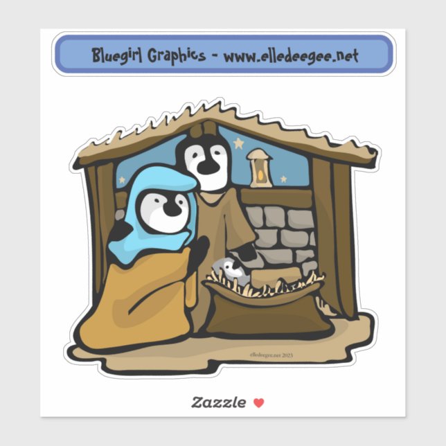 Penguin Christmas Nativity Aufkleber (Blatt)