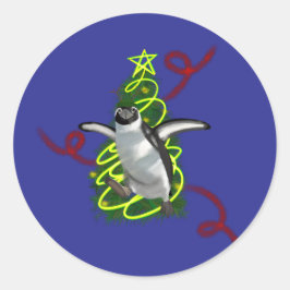 Penguin Christmas Runder Aufkleber