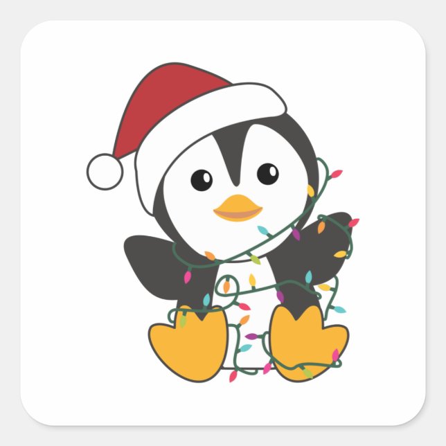 Penguin Christmas Snow Winter Animals Penguins Adu Quadratischer Aufkleber (Vorderseite)