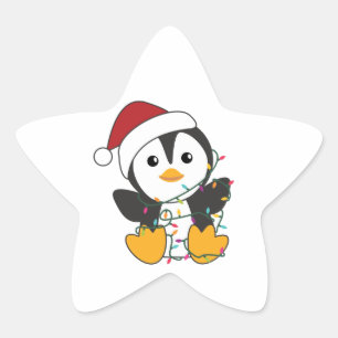 Penguin Christmas Snow Winter Animals Penguins Adu Stern-Aufkleber