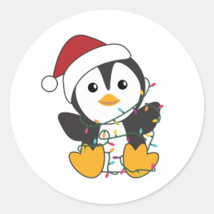Penguin Christmas Snow Winter Animals Penguins Runder Aufkleber