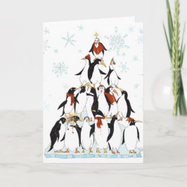 Penguin Christmas Tree Fun Holiday Cartoon Einladung