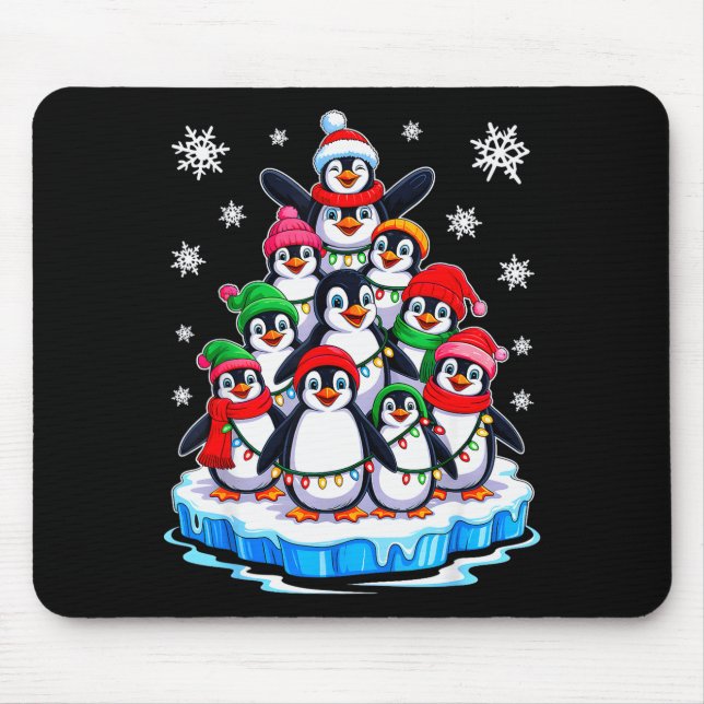 Penguin Christmas Tree Penguin Lover Xmas For Men  Mousepad (Vorne)