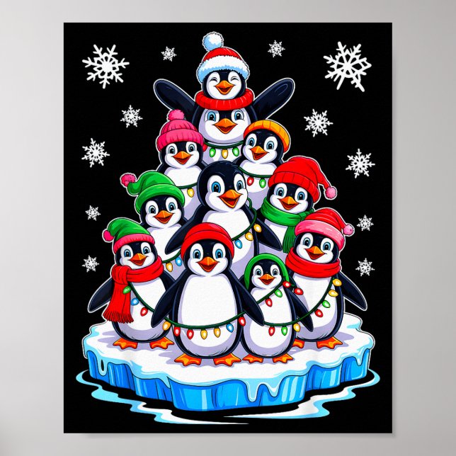 Penguin Christmas Tree Penguin Lover Xmas For Men  Poster (Vorne)