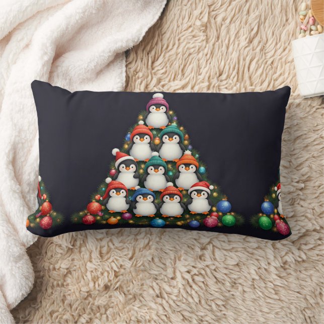 Penguin Christmas Tree Throw Kissendecke Lendenkissen (Decke)