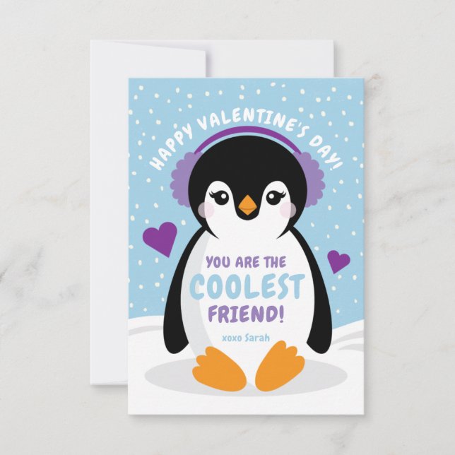 Penguin Classroom Carte Saint-Valentin pour enfant (Devant)
