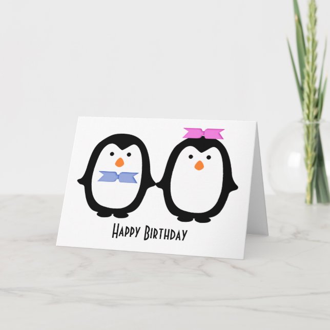 Penguin Couple Birthday Karte (Vorderseite)