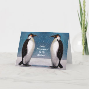 PENGUIN COUPLE: JAHRESZEITRAUM: ORIGINAL ART KARTE