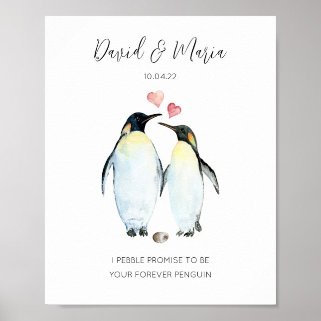 Penguin Couple Love Birds Jubiläum Poster (Vorne)