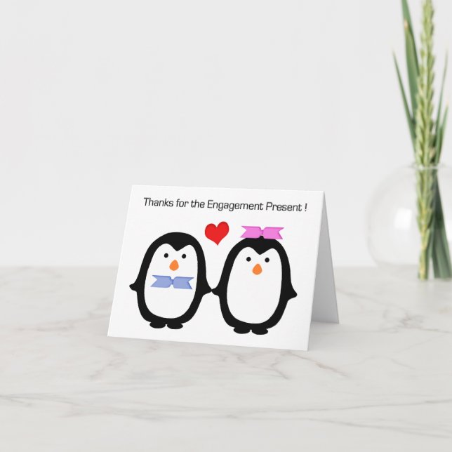 Penguin Couple Male Verlobung Danke (Vorderseite)