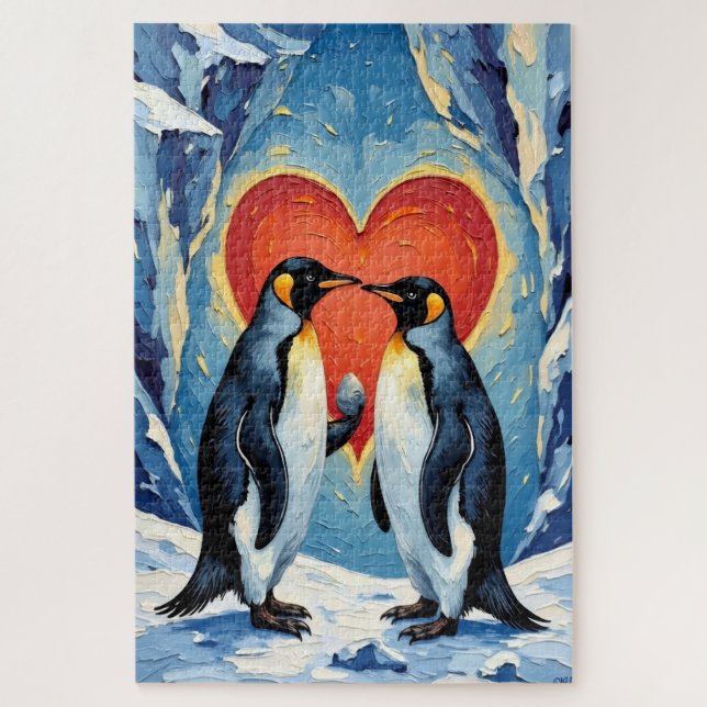 Penguin Courtship with Valentine Ice Heart (Vertikal)