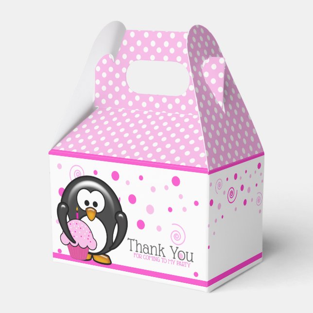 Penguin Cupcake Birthday Party Geschenkschachtel (Vorderseite)