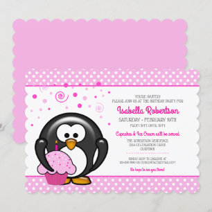 Penguin Cupcake Geburtstagsparty Einladungen