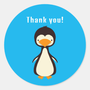 Penguin Danke Runder Aufkleber