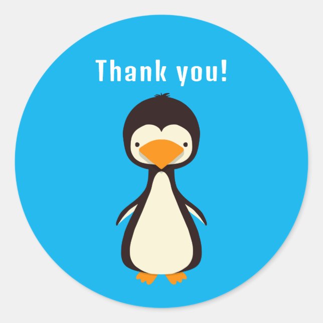 Penguin Danke Runder Aufkleber (Vorderseite)