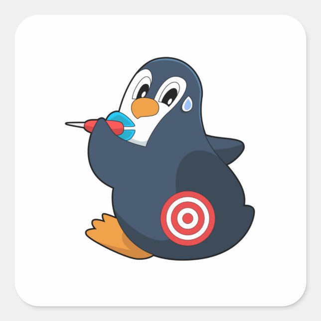 Penguin Darts Dart Dartboard Quadratischer Aufkleber (Vorderseite)