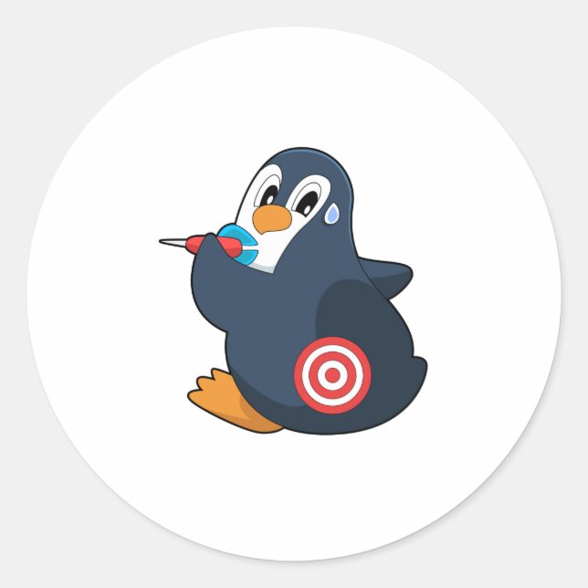 Penguin Darts Dart Dartboard Runder Aufkleber (Vorderseite)