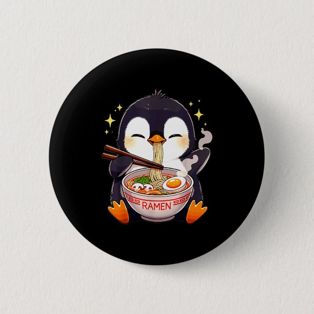 Penguin Eating Ramen  Button (Vorderseite)