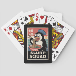 Penguin Eating Ramen Funny Slurp Squad Spielkarten
