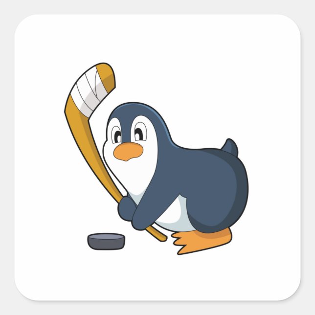 Penguin Eishockey Eishockeystick Quadratischer Aufkleber (Vorderseite)