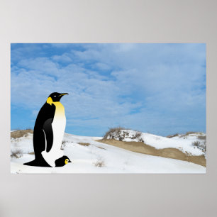 Penguin Eltern mit seinem Baby Poster