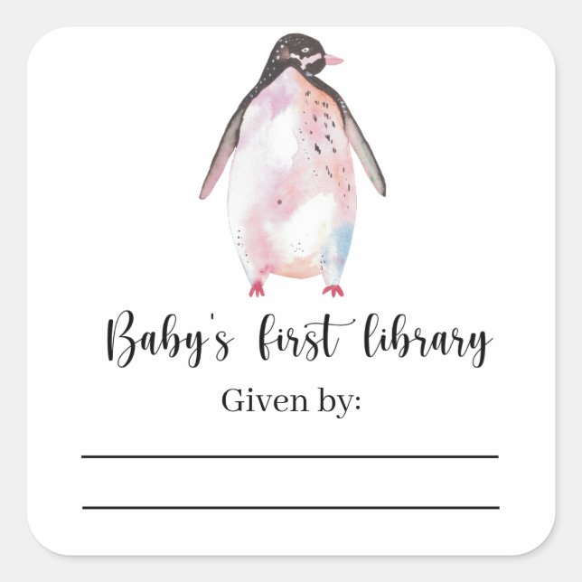 Penguin - Étiquette de livre pour Baby Shower, liv (Devant)