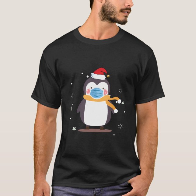 Penguin Face Santa Penguin T-Shirt (Vorderseite)