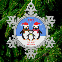 Penguin Familie Baby zuerst Weihnachten Ihren Text