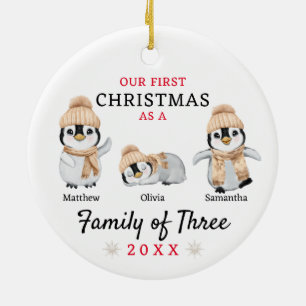 Penguin Familie der drei ersten Weihnachten Keramik Ornament
