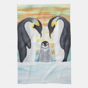 Penguin Familie mit Baby Penguin Handtuch