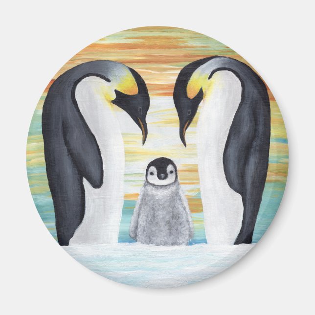Penguin Familie mit Baby Penguin Magnet (Vorne)