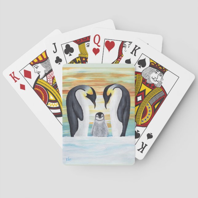 Penguin Familie mit Baby Penguin Spielkarten (Rückseite)