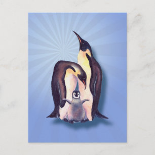PENGUIN FAMILY & LIGHT RAYS by SHARON SHARPE Postkarte