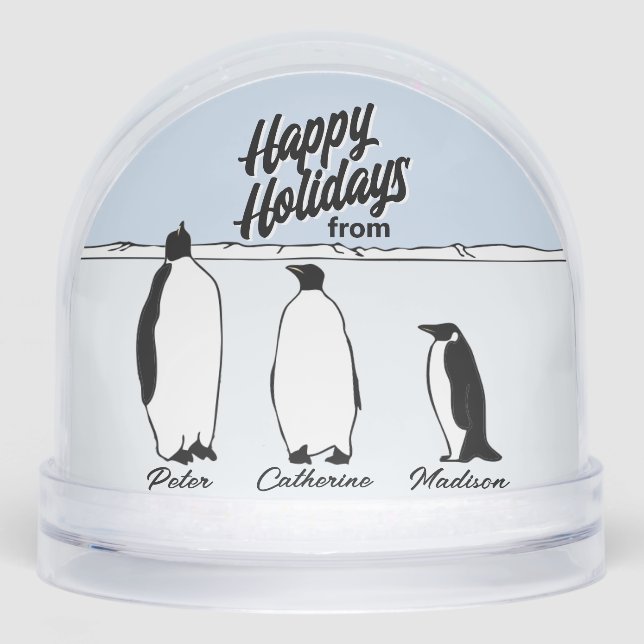 Penguin Family Personalized Christmas Snow Globe (Avant)
