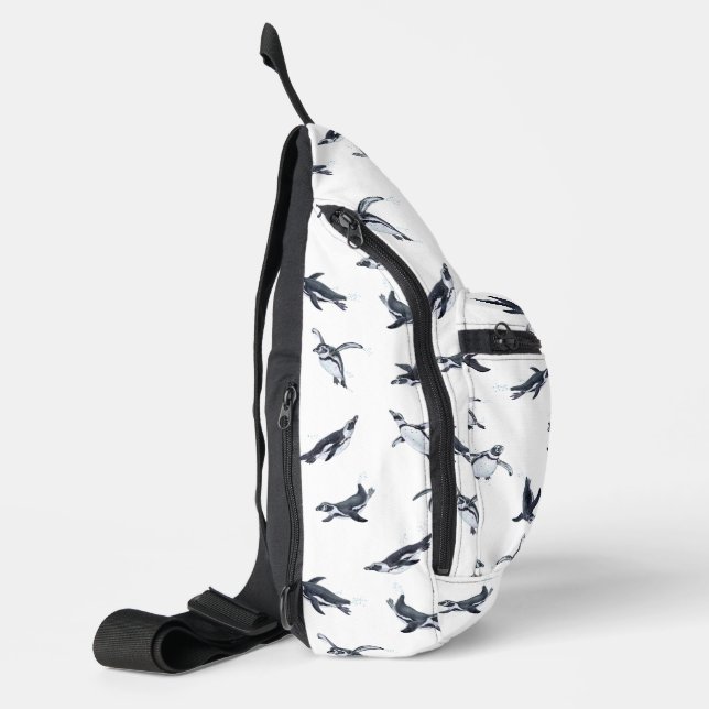 Penguin Flight Squad | Ocean Art Design Crossbody Bag (Linke Seite)