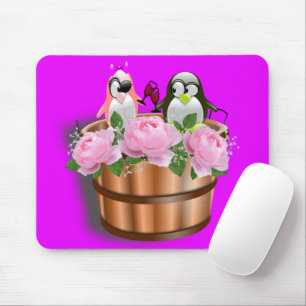 Penguin Floral Anniversary Mouse Pad! Mouse Pad Mousepad