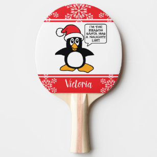 Penguin-freche Listen-personalisiertes Weihnachten Tischtennis Schläger