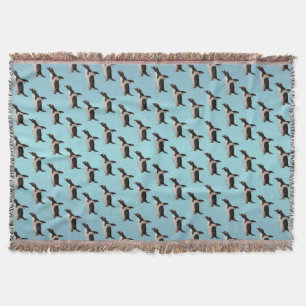 Penguin Frenzy Wurfdecke (Himmelblau-Mix) Decke