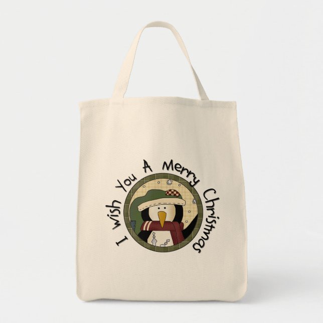 Penguin-frohe Weihnacht-T - Shirts und Geschenke Tragetasche (Vorne)